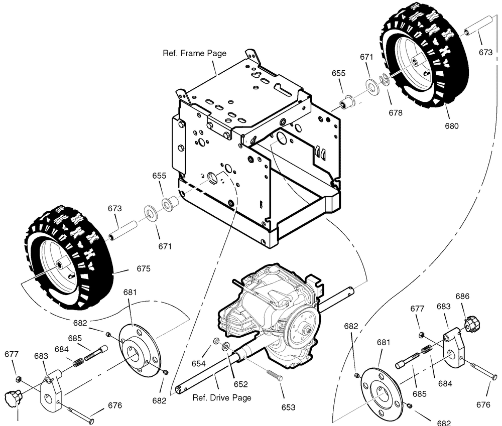 Wheels Diagram and Parts List for 632130X16B 2004 Briggs and Stratton Snow Blower